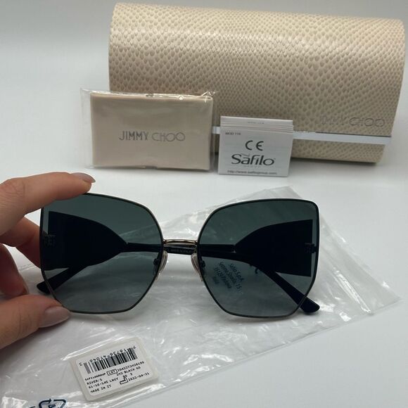 JIMMY CHOO Sunglasses River/S 2M2 Black Oversized Women NEW - Picture 13 of 15